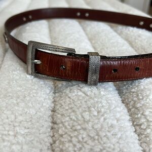 Western Vintage Brighton Belt Outlaw Brown Concho Leather Women's Size Medium